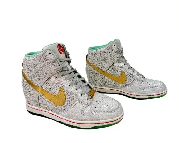 NEW Nike Dunk Sky Hi Wedge Sneakers 649464 001 Gold Year of the Horse Limited 7