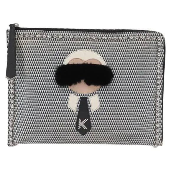 Fendi Leather Karlito Clutch Bag Black