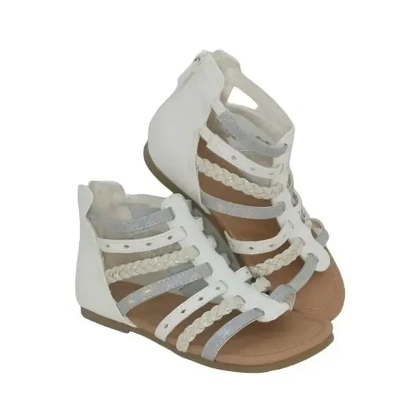 WONDER NATION Toddler Girls White Braided Gladiator Sandals - Size: 9T