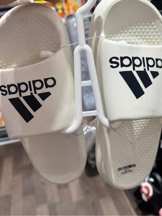 Kids' White Slide Sandals with Black Logo