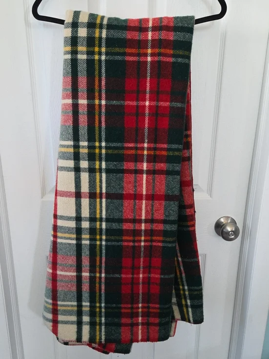 Vintage L.L. Bean Wool Tartan Plaid Blanket Red Green Cabin Cottage