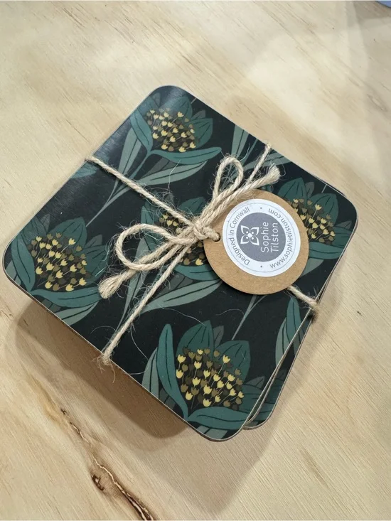 Dark Green Floral Sophie Tilson Coasters - Set