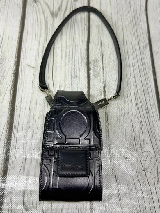PRE LOVED Salvatore Ferragamo Gancini-embossed mini pouch