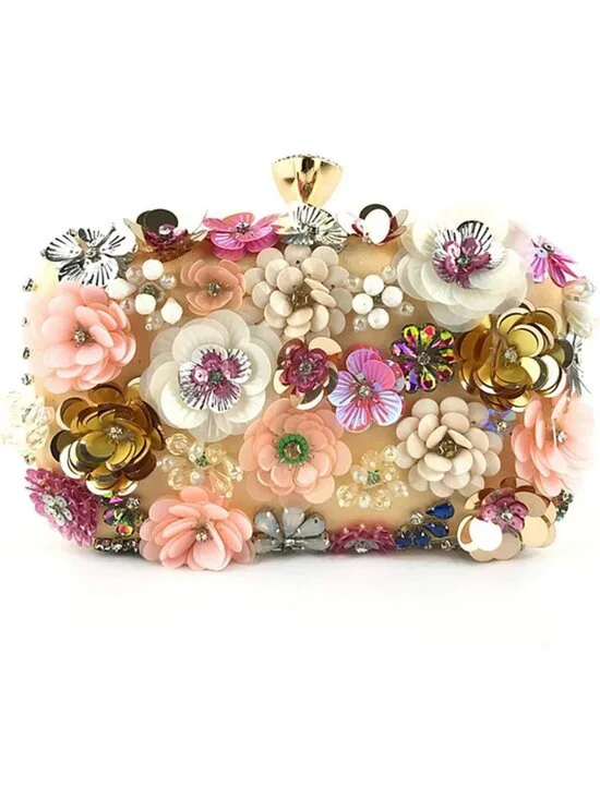 Elegant Floral Evening Clutch with Chain Strap | Stylish Women's Shoulder Bag