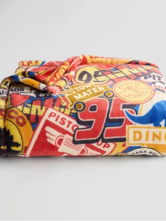 DISNEY PIXAR CARS LIGHTNING MCQUEEN PLUSH THROW BLANKET THE BIG ONE 5X6 FT New