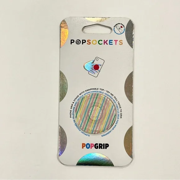 PopSocket PopGrip Phone Grip - Rainbow Pastel Stripes