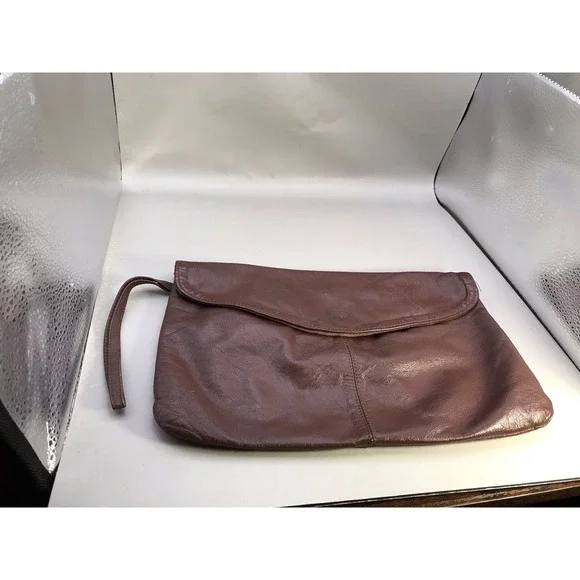 Brown Clutch Wristlet Purse Bag Genuine Leather? Y2K Made‎ In Korea