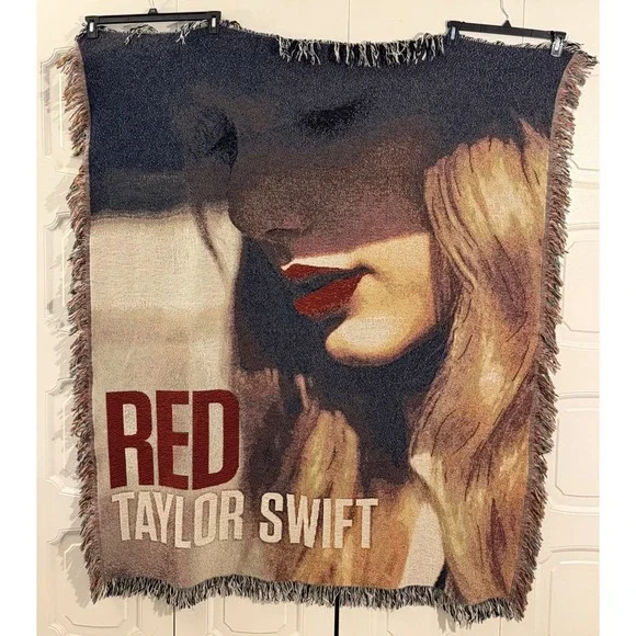Taylor Swift 2012 Red Concert Tour Album Cover Tapestry Woven Blanket 50x60