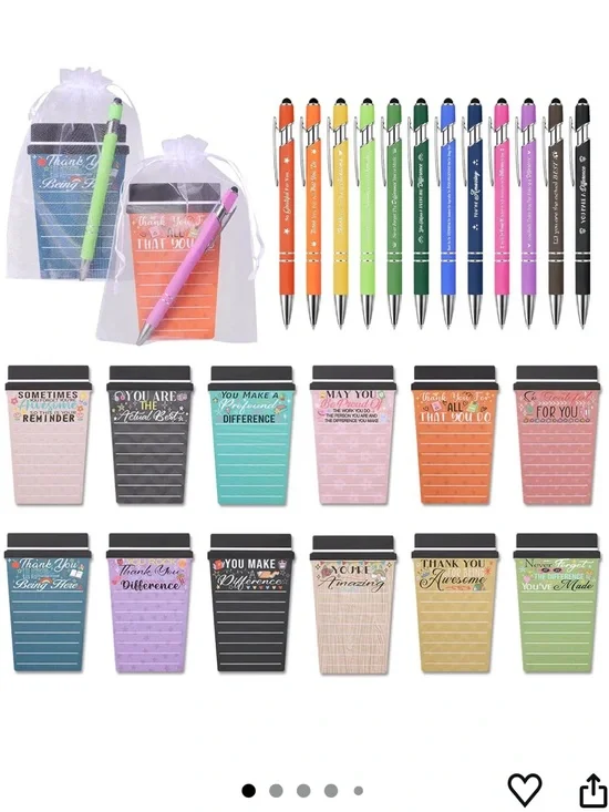 12 Set Employee Appreciation Gifts Bulk Team Pack Coffee Cup Notepad Ball Pens