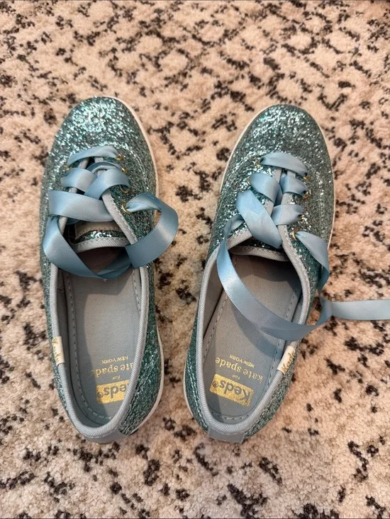 kate spade x Keds Glitter Ribbon Lace Sneakers - Aqua