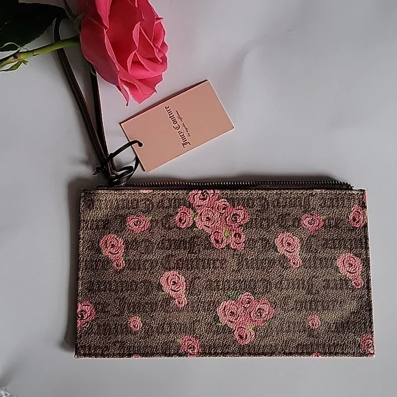Juicy Couture Floral Brown Wristlet Wallet (NWT)