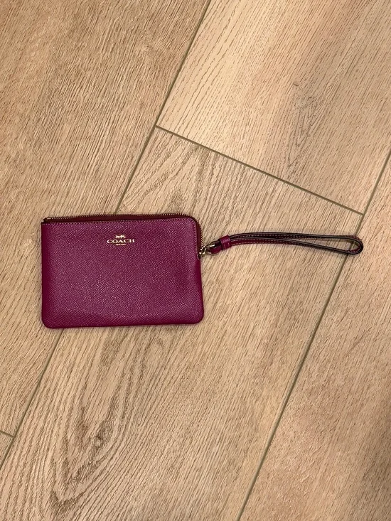 Coach Plum Zip Wristlet Card Case