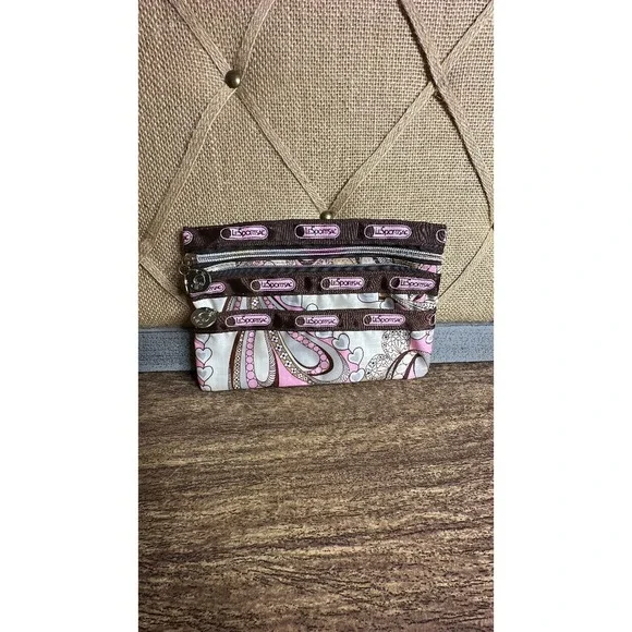 Vintage LeSportsac 3 Zip Cosmetic Pouch