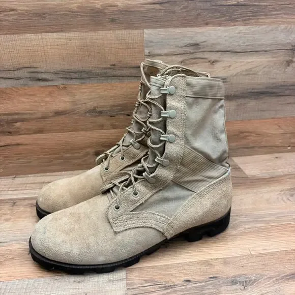 Vintage Wellco RO Search men size 9.5 Desert Combat Boots Tan Suede Military
