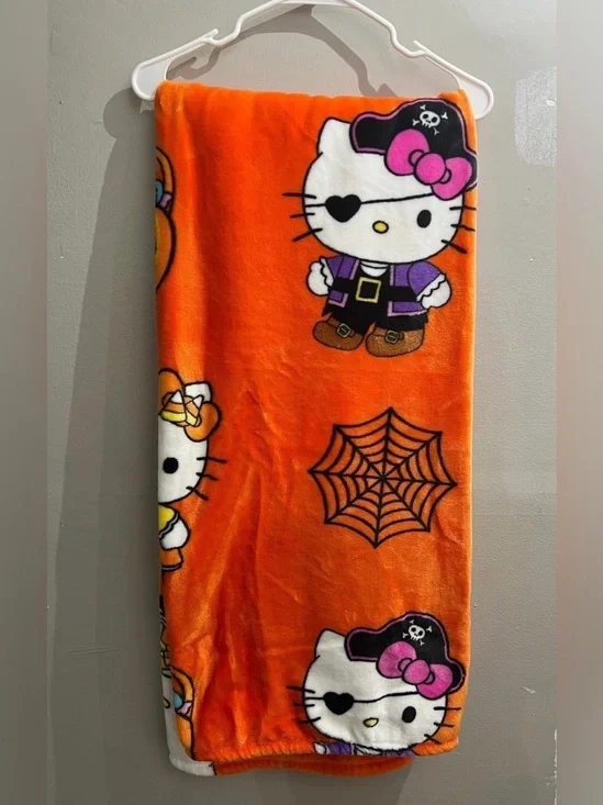 Hello Kitty Orange Halloween Blanket