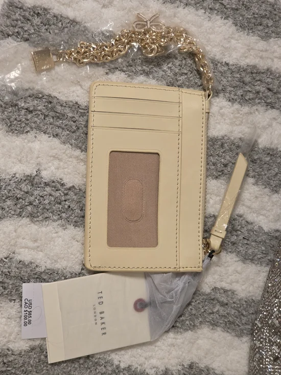 Ted Baker NWT Cream Pale Yellow Leather Wristlet Id Card Wallet Wristlet MSRP$85