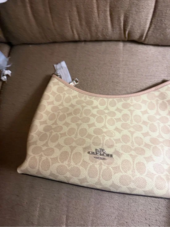 Coach Beige Signature Wristlet Clutch