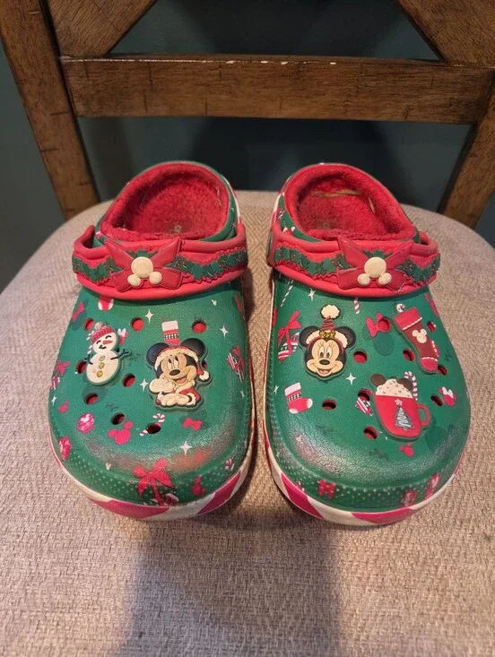 Kids Disney Christmas Crocs- Green & Red - Size 3