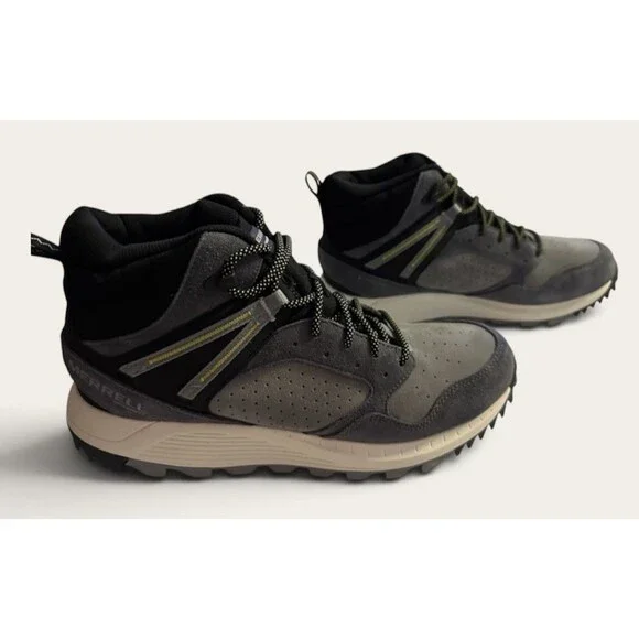 Merrell Wildwood Leather Waterproof Gray Hiking Boots J068029 Men's 12