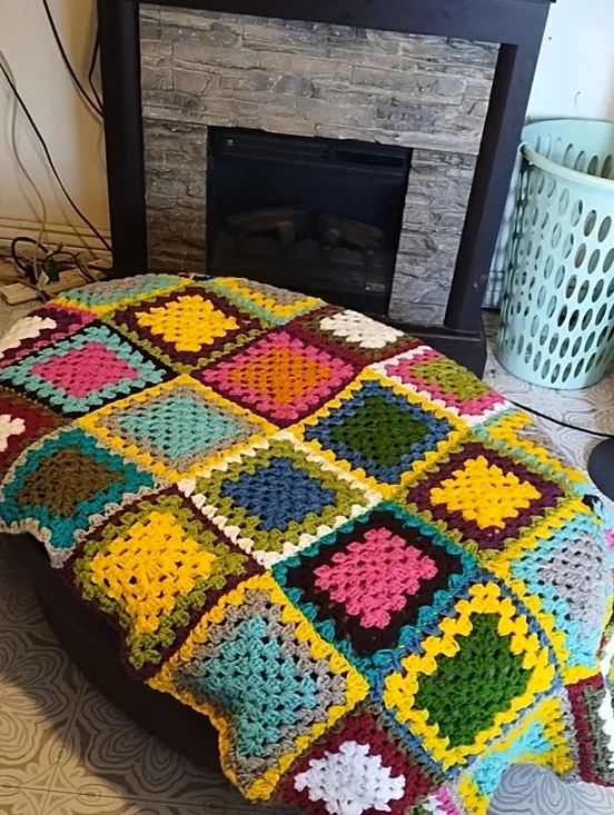 Handmade Multicolor Granny Square Crochet Throw Blanket - Unbranded