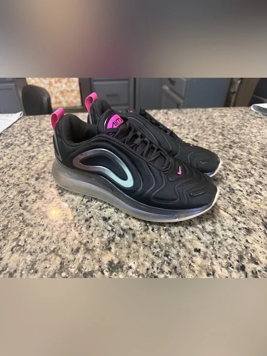 Nike Women’s Black Sneakers with Pink and Iridescent Accents