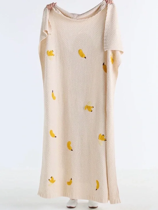 Isabella Cotton Knit Icon Banana Throw Blanket from Anthropologie