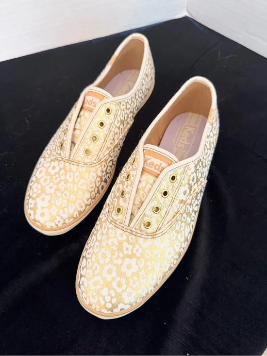 Keds Women's Gold Floral Slip-On Sneakers