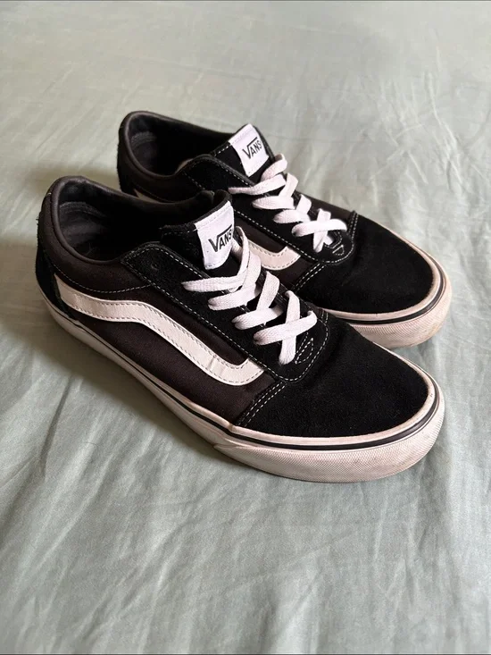 Vans Black and White Old Skool Sneakers with White Side Stripe