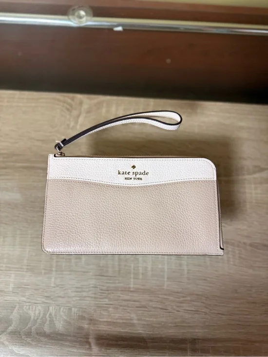 kate spade Two-Tone Pebbled Wristlet - Cream & Light Pink