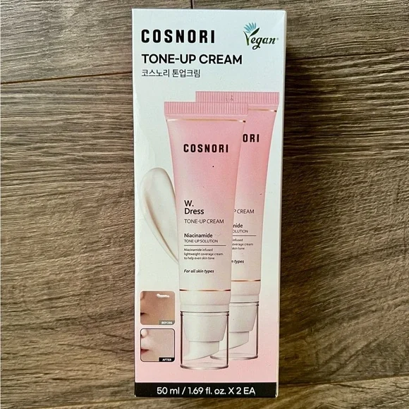 Cosnori W. Dress Tone-Up Cream Duo 50 ml x2 Vegan Niacinamide Brightening unused
