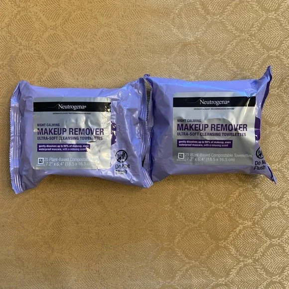 Neutrogena Night Calming Ultra-Soft Cleansing Makeup Remover 25 Wipes 2 Packs