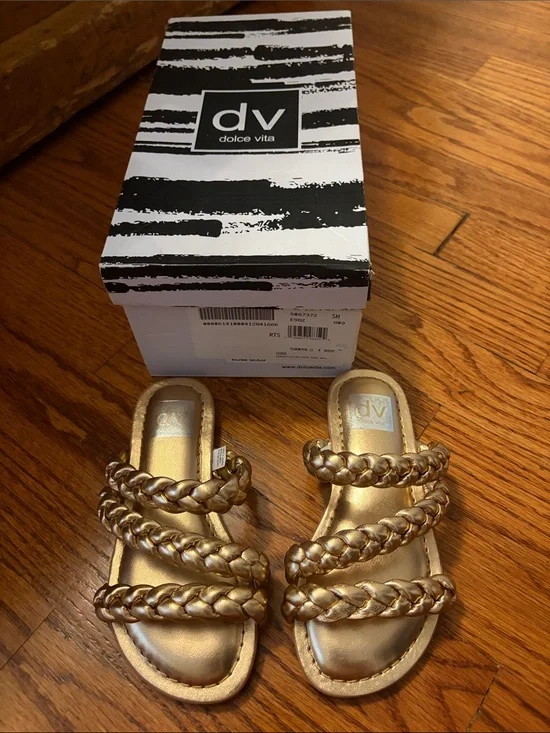Dolce Vita Gold Braided Slide Sandals sz 11