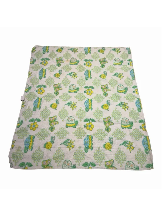 VTG Riegel Baby Security Blanket 23x27‎ Cotton Turtle Butterfly Floral USA READ