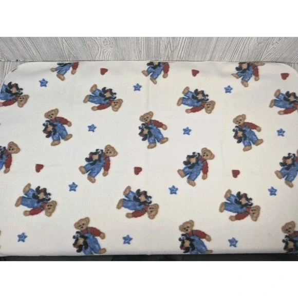 Welcome World BJT Blue Jean Teddy Bear‎ Fleece Baby Blanket Hearts Stars 32 x 42
