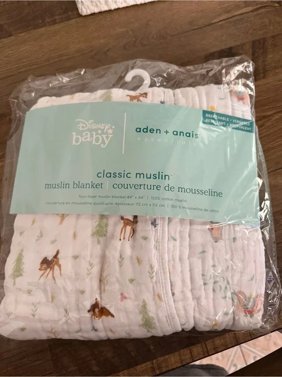 aden + anais Disney Baby Classic Muslin Blanket - White with Woodland Bambi