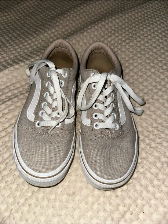 Vans Taupe Canvas Low-Top Sneakers with White Stripe