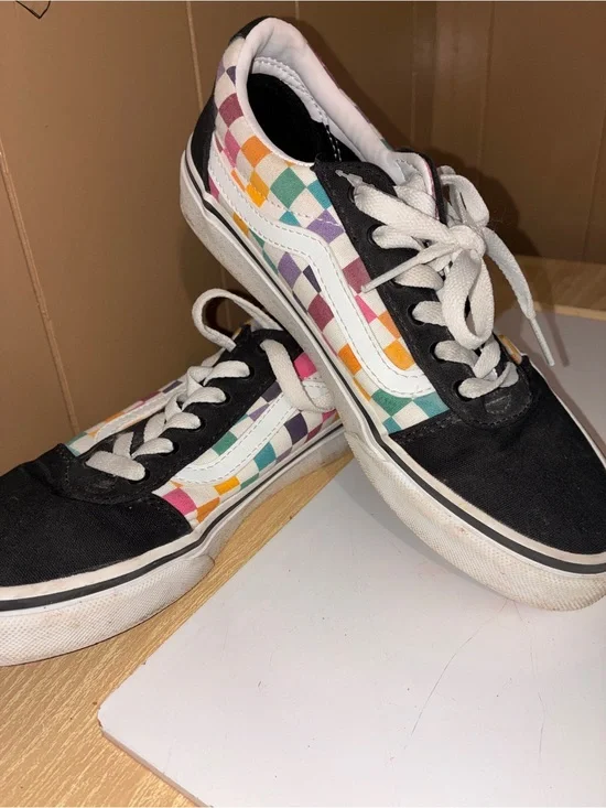 Converse Low-Top Sneakers in Black with Multicolor Checkerboard