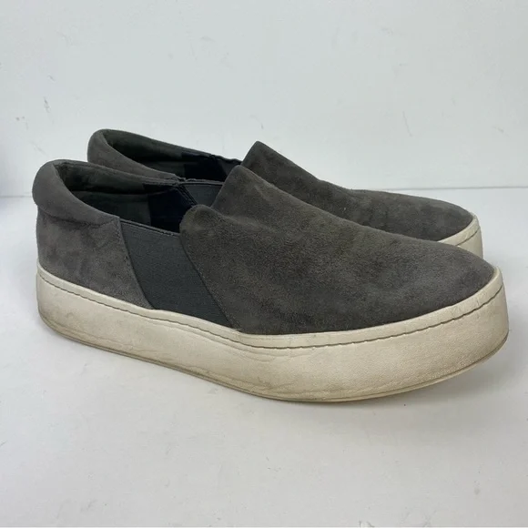 Vince Grey Gray Leather Suede Slip On Outsole Sneakers