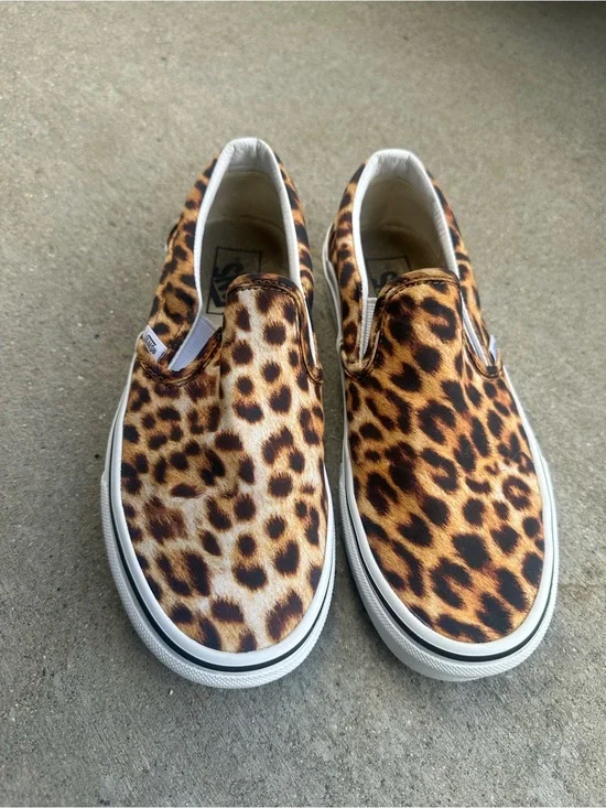Vans Women’s Leopard Print Slip-On Sneakers - Canvas Size 7