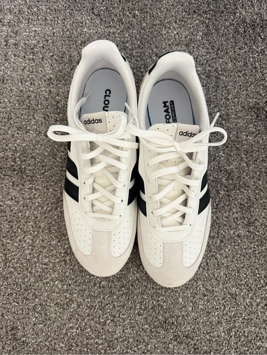 adidas Women’s White Sneakers with Black 3-Stripes