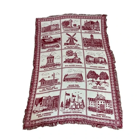 Elmhurst, Illinois Woven Tapestry Throw Blanket Historic Landmarks Jacquard