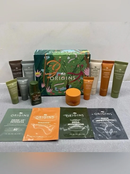 ORIGINS 14 Pc Skin Care Gift Sample Travel Set Day & Night ~ Serum Moisturizer