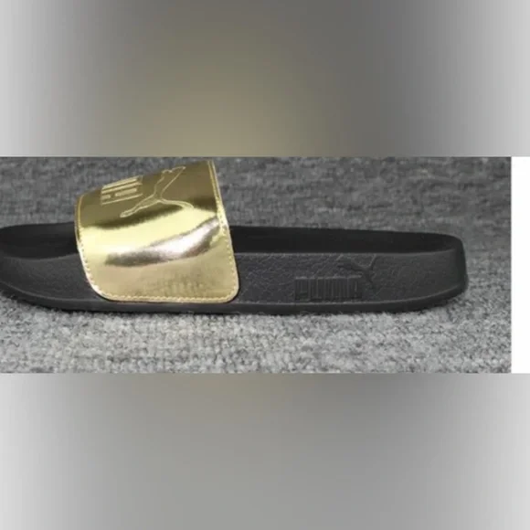 Puma Womens Leadcat Iri Mirror‎ Jr Slide Sandals Black/Gold 367220-01