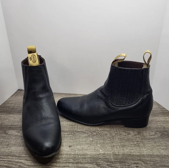 VTG Visconti Ankle Boots Black Leather Chelsea MEX 26.5 US 8