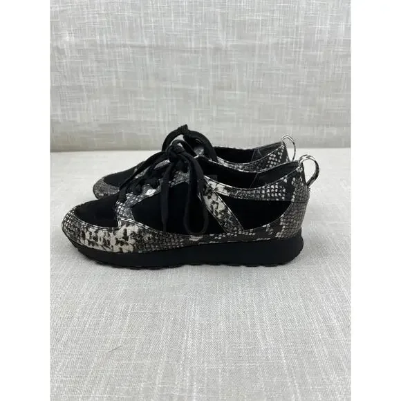 Gili Womens Black and Snake Print Sneakers Size 9M/39‎