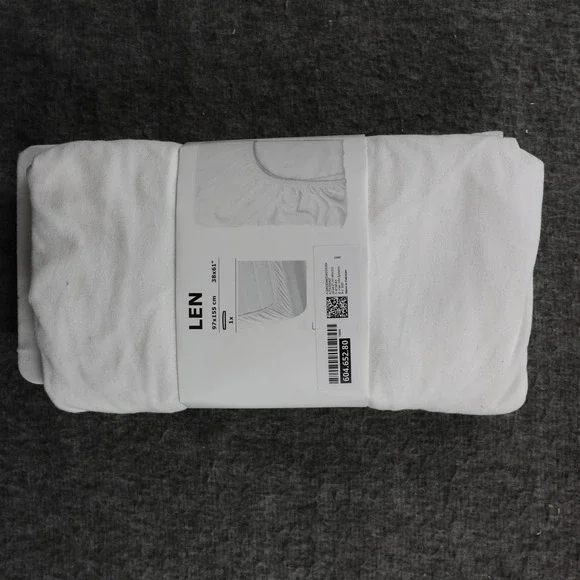 IKEA LEN Kids Fitted Sheet 38x61 White Cotton Bed Linen 1 Piece 60465280