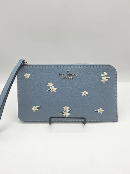 Kate Spade New York Lucy Floral Embroidered Leather Medium L-Zip Wristlet