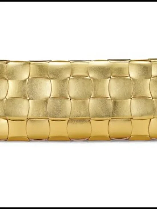 Woven Evening Clutch Vegan Leather Detachable Chain Shoulder Bag