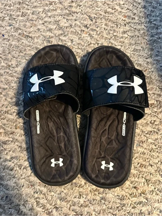 Under Armour Black Kids' Slide Sandals with White Logo