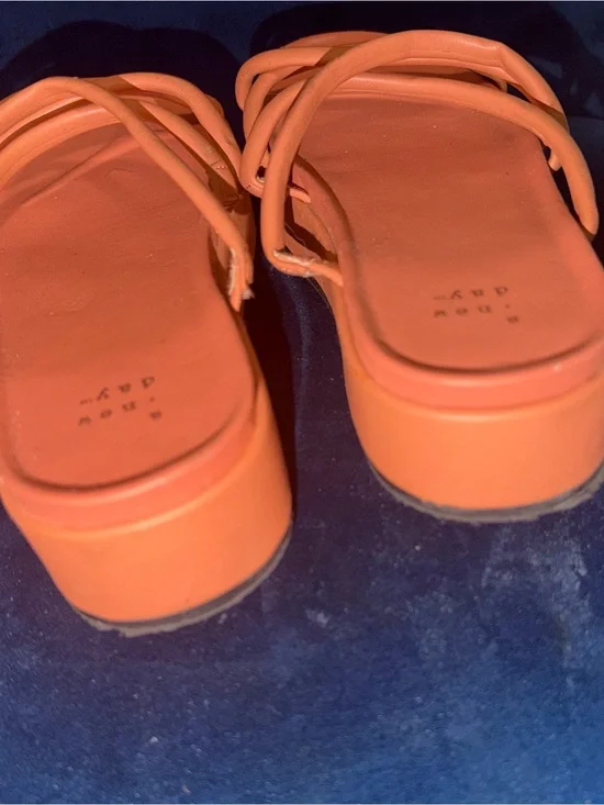 Kids Orange Strappy Platform Sandals